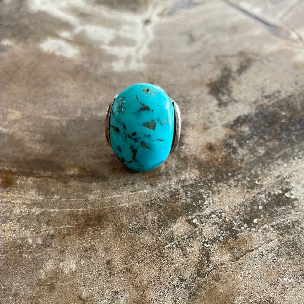 Turquoise Stone Sterling Silver Chunky Ring